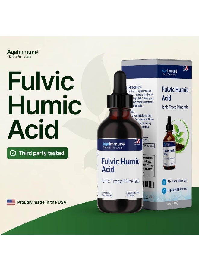 AgeImmune Fulvic Humic Acid Ionic Trace Minerals with Electrolytes Liquid Supplement - Image 3